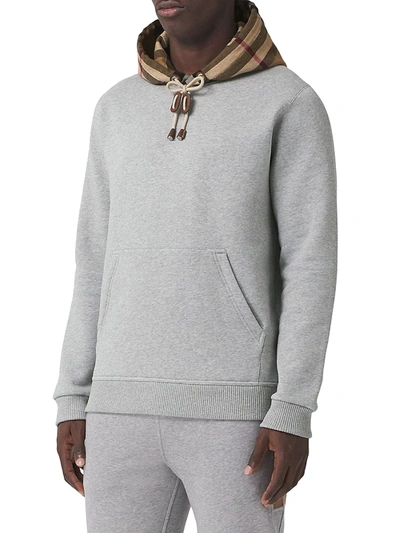 Shop Burberry Samuel Hoodie Sweatshirt In Pale Grey