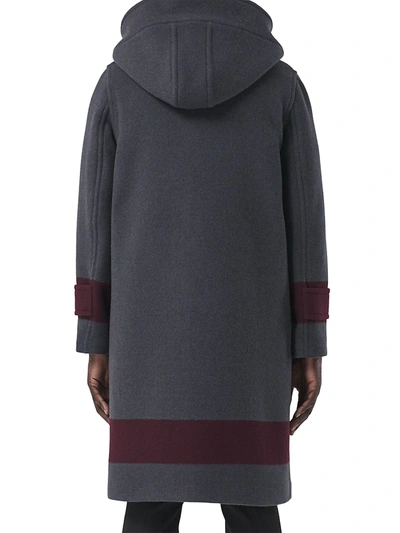 Shop Burberry Wool Hooded Coat In Dark Charcoal