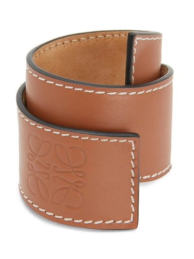 Shop Loewe Women's Small Slap Leather Bracelet In Tan