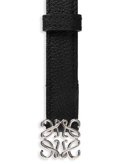 Shop Loewe Anagram Leather Belt In Black