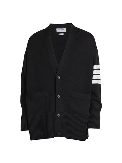 Shop Thom Browne Wool Cardigan Sweater In Black