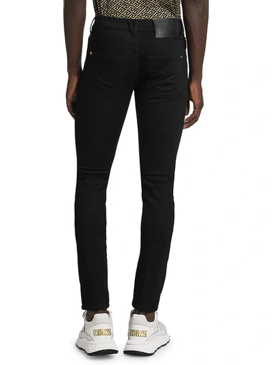 Shop Versace Men's Skinny Stretch Five-pocket Jeans In Black