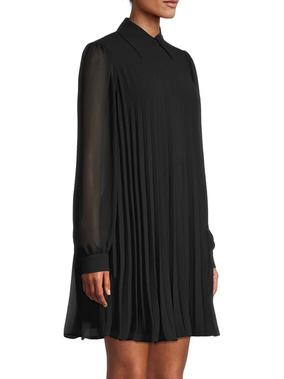 Shop Michael Michael Kors Pleated Mini Shirt Dress In Black