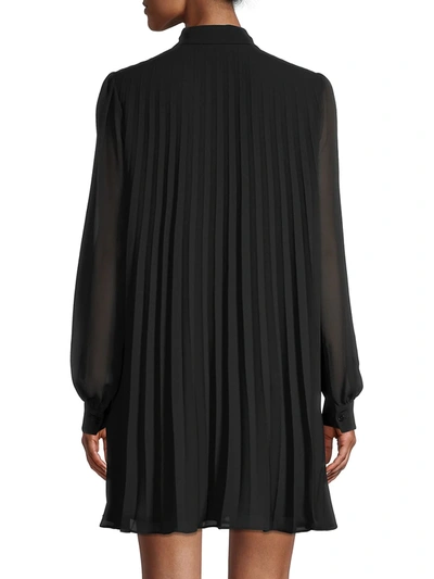 Shop Michael Michael Kors Pleated Mini Shirt Dress In Black
