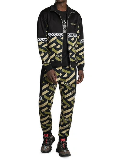 Shop Versace Men's Monogram Track Jacket In Black Military