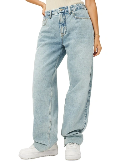 Shop Good American Good '90s High-rise Loose Straight-leg Jeans In Blue
