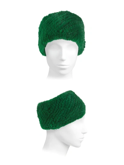 Shop Adrienne Landau Mink Headband In Green