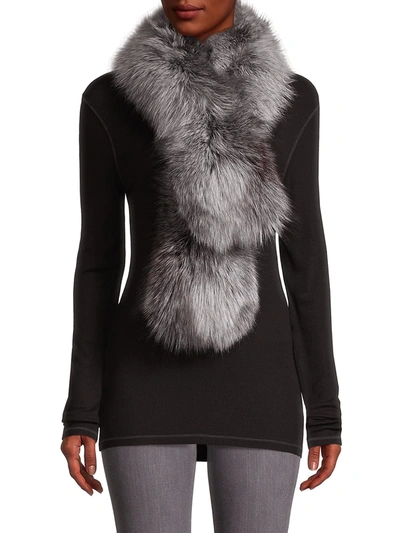 Shop Adrienne Landau Fox Fur Scarf In Grey