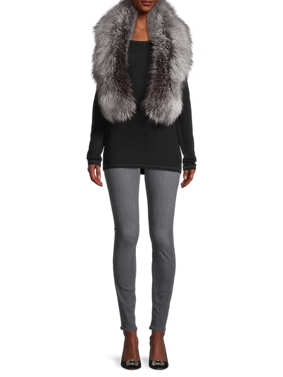 Shop Adrienne Landau Fox Fur Scarf In Grey
