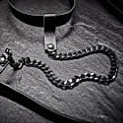 Plik Leather Body Harness-choker-belt Accessory With Chain In Body