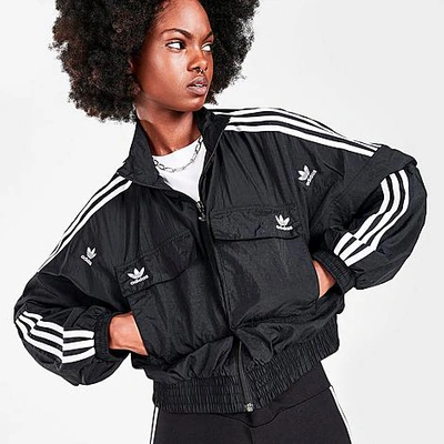 Una noche Razón pianista Adidas Originals Adidas Women's Originals Crop Woven Track Top In  Black/white | ModeSens