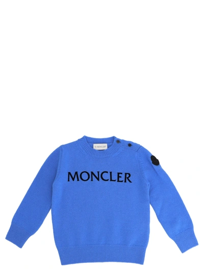 Moncler Babies' Round Neck Tricot Sweater In Blue | ModeSens