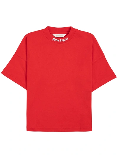 Shop Palm Angels Red Cotton T-shirt With Classic Logo Print