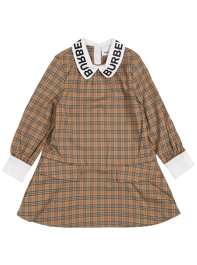 Shop Burberry Alicia Vintage Check Dress In Beige