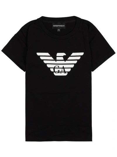 Shop Emporio Armani Black Cotton T-shirt With Logo Print