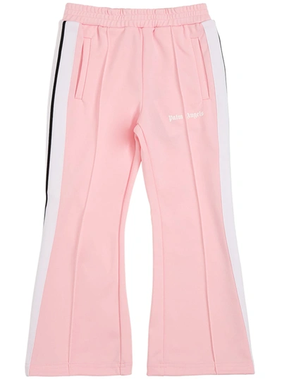 Shop Palm Angels Pink Technical Fabric Trousers With Logo Print