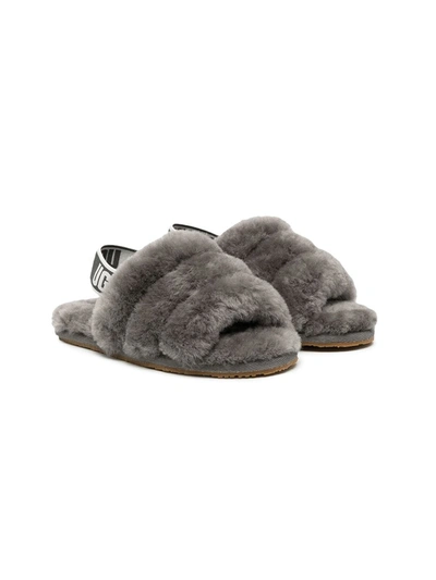 Shop Ugg Fluff Yeah Shearling Sandals In Grey