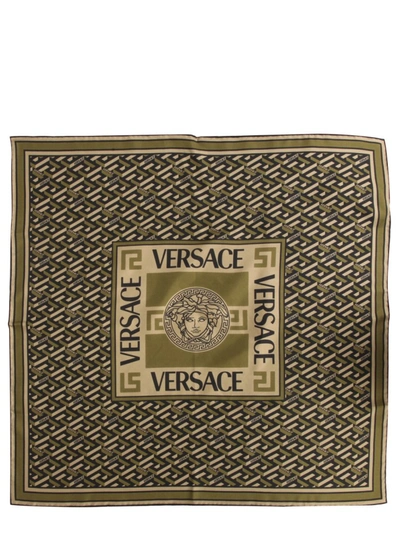 Shop Versace The Medusa Silk Scarf In Green