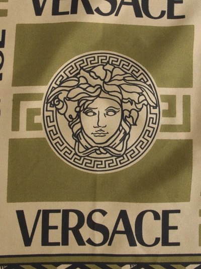 Shop Versace The Medusa Silk Scarf In Green