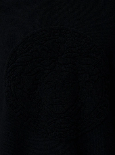 Shop Versace Black Cotton And Cashmere Hoodie