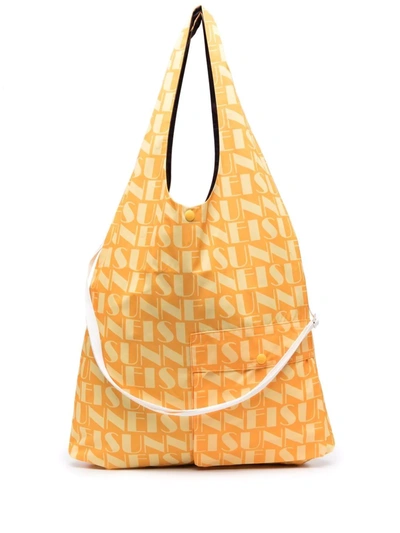 Shop Sunnei Logo-print Reversible Tote Bag In Orange