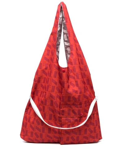Shop Sunnei Logo-print Reversible Tote Bag In Grau