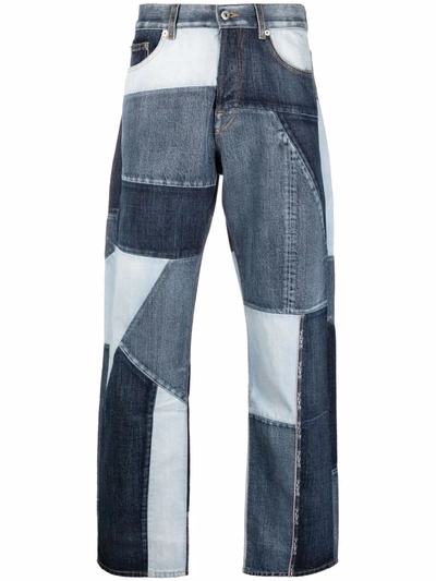 Shop Valentino Patchwork-design Denim Jeans In Blau