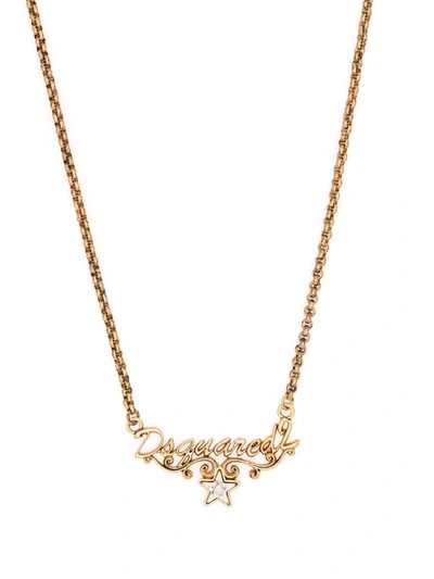 Shop Dsquared2 Logo Pendant Necklace In Gold