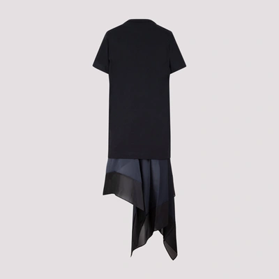 Shop Sacai Satin Jersey Dress In Black