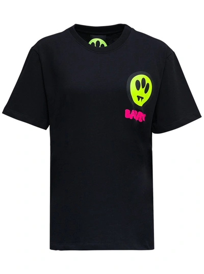 Shop Barrow Black Cotton T-shirt With Logo Print