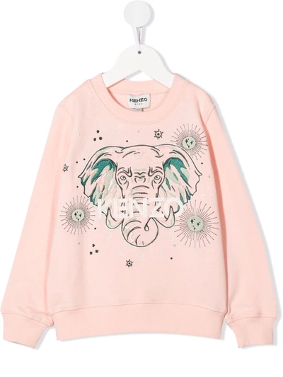Shop Kenzo Elephant Print Sweatshirt In 粉色