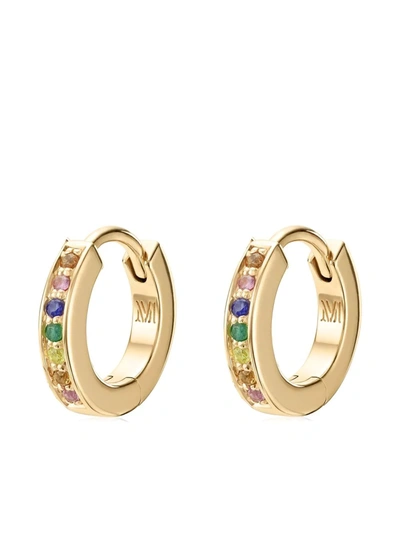 Shop Monica Vinader Skinny Gemstone Huggie Earrings In Gold