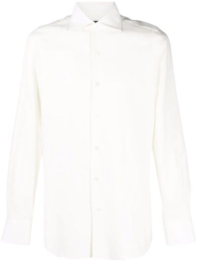 Shop Finamore 1925 Napoli French Collar Long-sleeve Shirt In Weiss