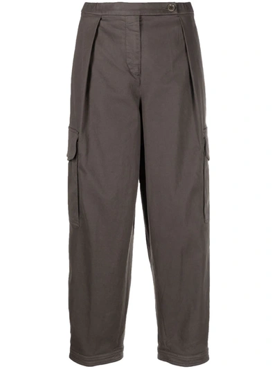Shop Aspesi Cropped Cargo Trousers In Grau