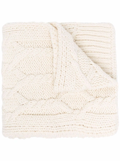 Shop Jil Sander Cable-knit Wool Scarf In White