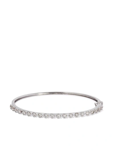 Shop Annoushka 18kt White Gold Marguerite Diamond Bangle In Silver