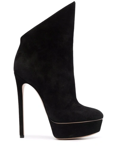 Shop Casadei Stiletto Suede Boots In Black