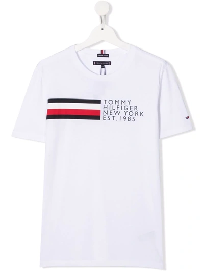 Shop Tommy Hilfiger Junior Teen Logo Print T-shirt In White