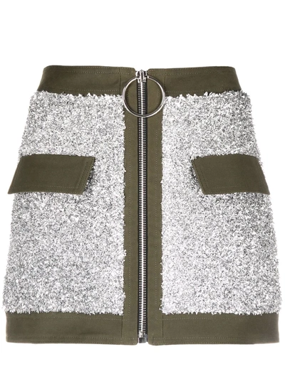 Balmain Cotton Skirt In Silver
