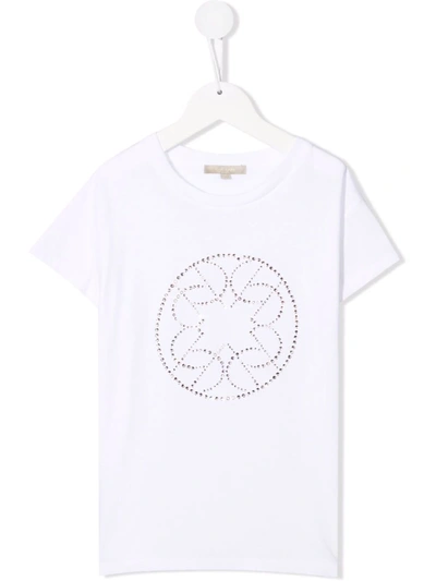 Shop Elie Saab Junior Rhinestone Logo T-shirt In White