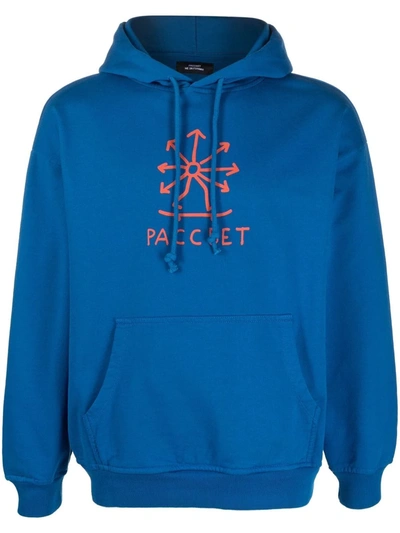 Shop Paccbet Logo-print Drawstring Hoodie In Blue