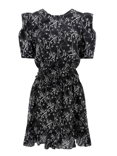 Shop Kenzo Black Floral Ruched Dress