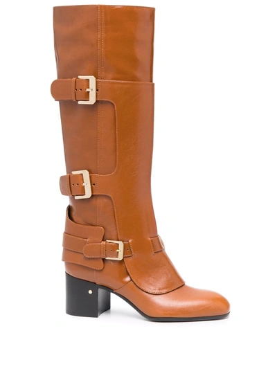 Shop Laurence Dacade Benji Knee-high Leather Boots In Braun