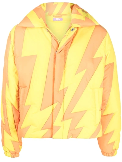 Shop Erl Lightning-bolt Padded Jacket In Orange