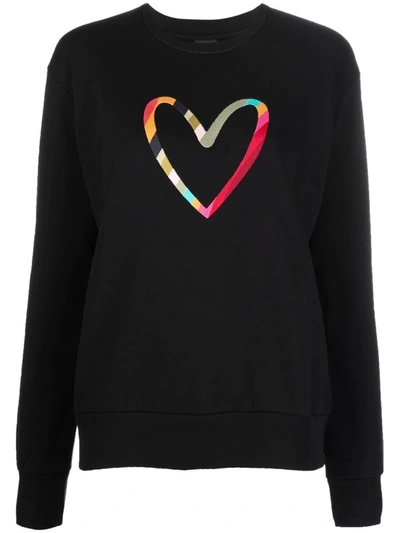 Shop Ps By Paul Smith Embroidered-heart Organic-cotton Sweatshirt In Schwarz