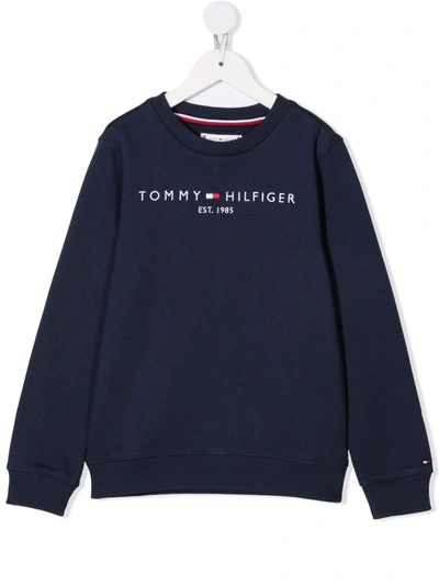 Shop Tommy Hilfiger Junior Logo Lettering Sweatshirt In 蓝色