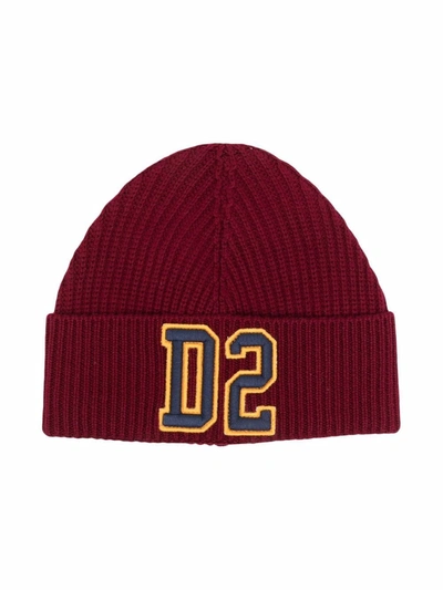 Shop Dsquared2 Logo-patch Detail Beanie In 红色