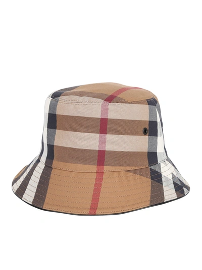 Shop Burberry Checked Bucket Hat In Brown