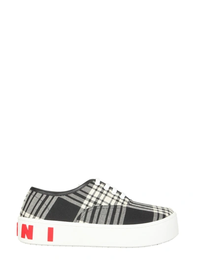 Shop Marni Tartan Wool Sneakers In Nero