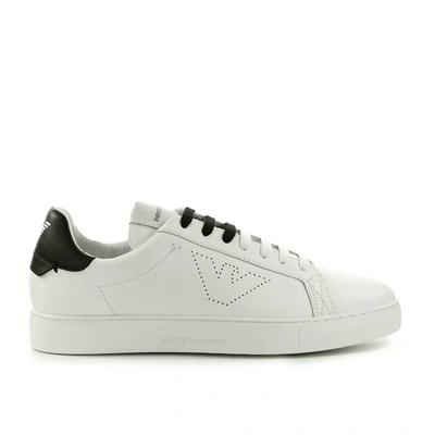 Shop Emporio Armani White Black Sneaker In Bianco/nero